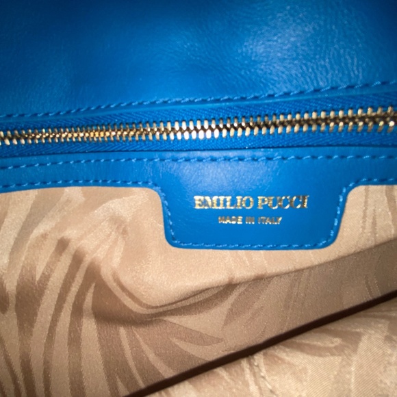 Stunning Large Emilio Pucci Turquoise Blue Suede Fringe Handbag - Picture 7 of 16